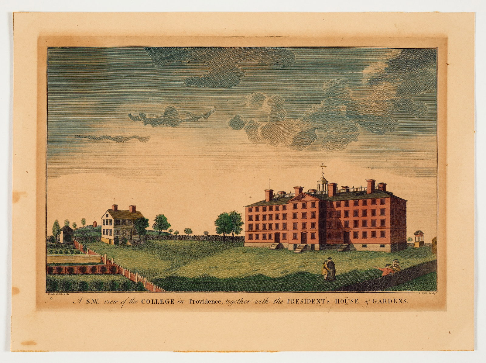 An Early Brown University Engraving (American - Rhode Island) "A S.W. View of the COLLEGE in (1 of 1)
