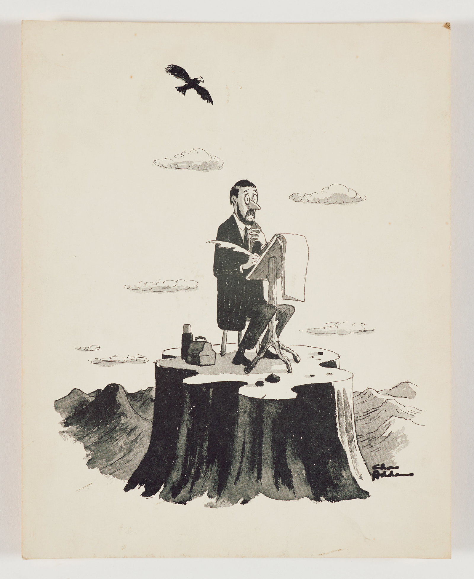 Charles Addams (American, 1912-1988) Lithograph on pressed card stock. An exceedingly rare (1 of 2)