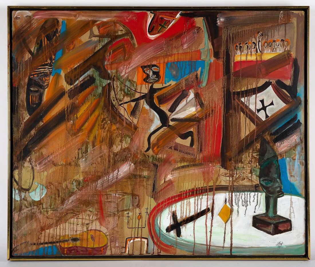 20th Century Abstract School. Untitled, 1997. Oil on canvas. Signed illegibly and dated on the (1 of 2)