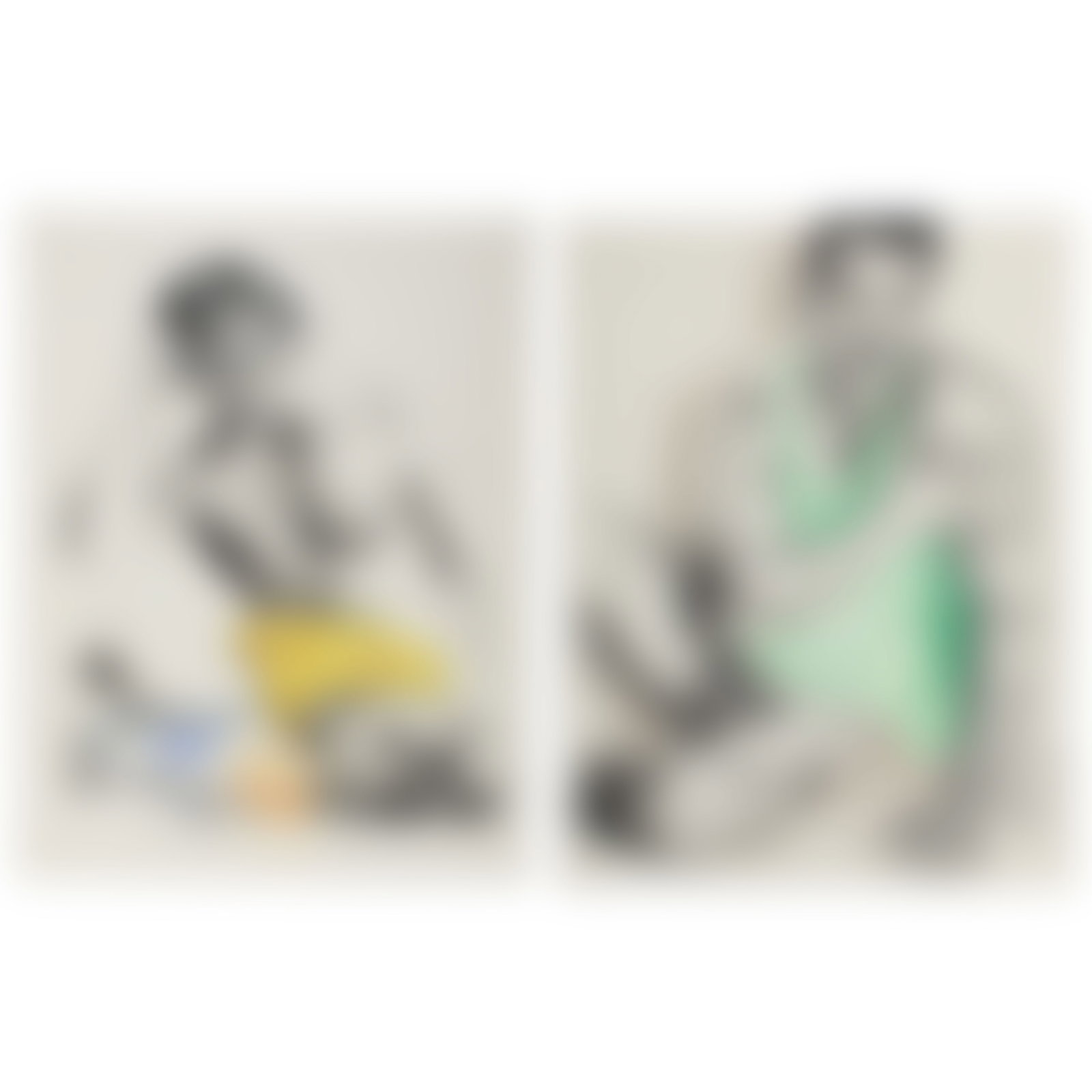 Don Lancaster (American, act. 1980s-1990s): Pair of Two (2) Illustrations for Erotic Publications, 1991. Pastel and colored pencil on paper. (ii) signed and dated in black pastel on the bottom right, "Don Lancaster 3/91". Pair of two (2)