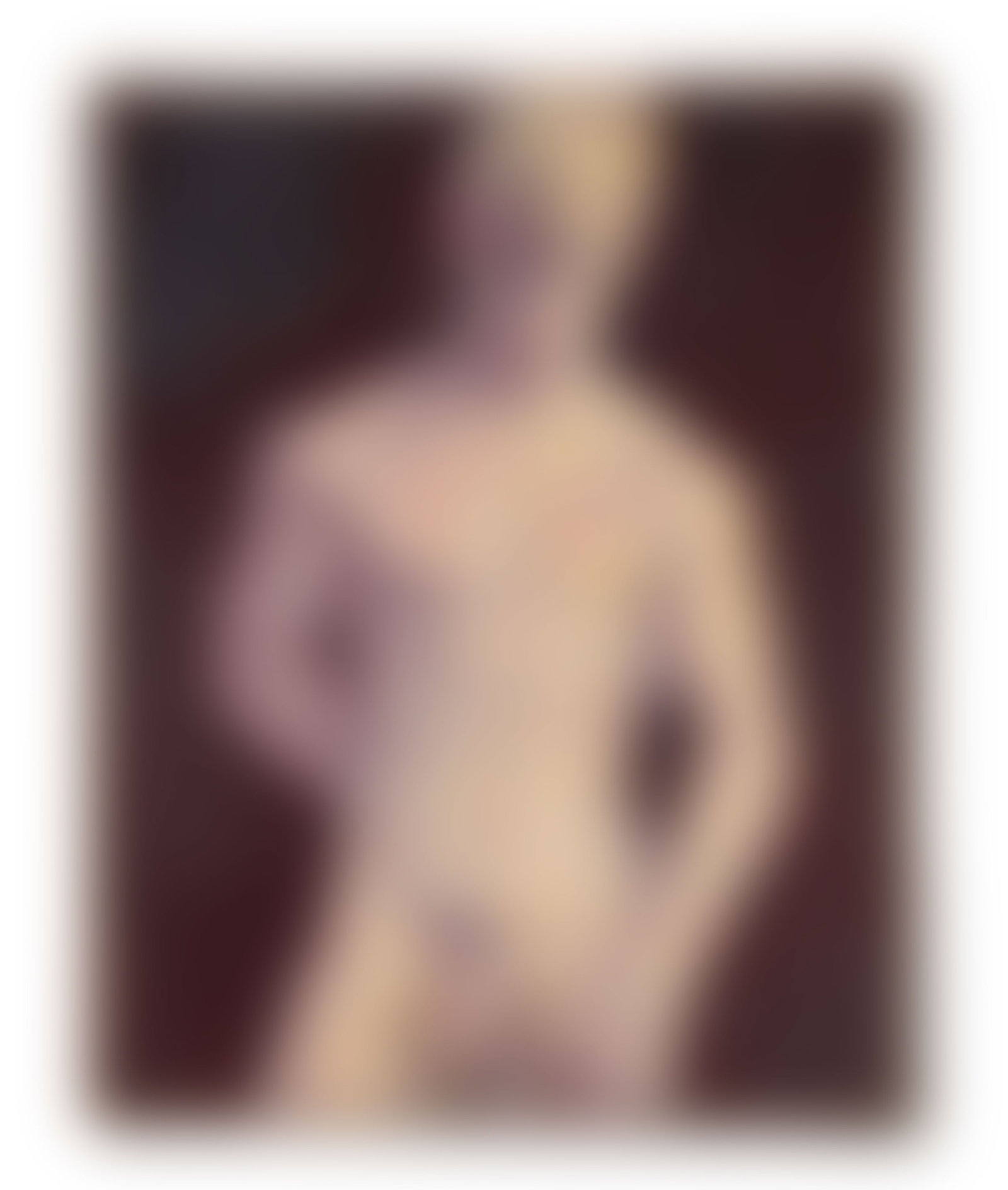 Alan Hampshire (American, 20th ce.): Boy With Clothespins, c. 1989. Oil on canvas. Signed and dated in graphite on the verso, "Alan Hampshire 1989". An erotic painting created by Alan Hampshire. This work, titled "Bo