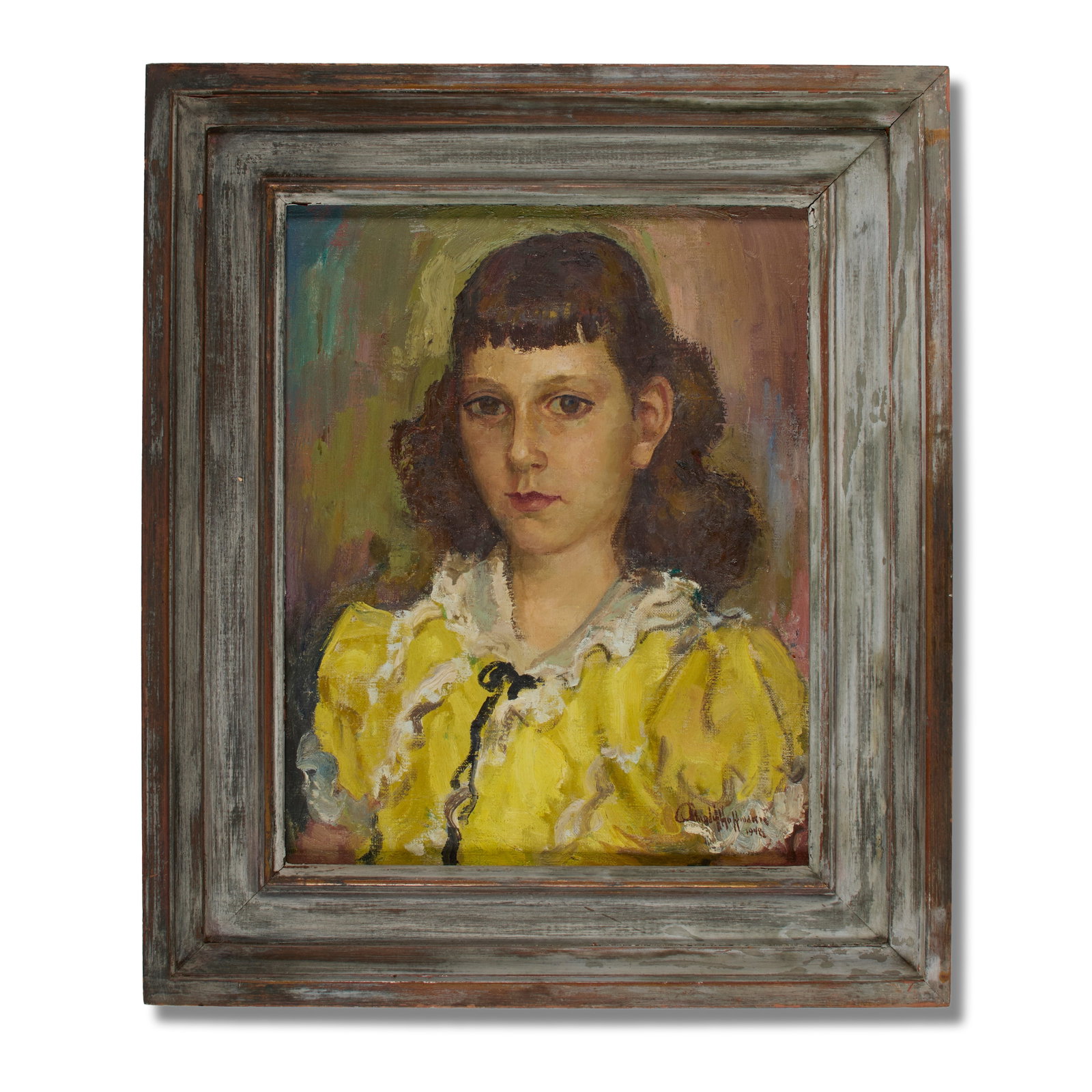 Arnold Hoffman (Ukrainian, American, 1886-1966): An Arnold Hoffman portrait of a young woman. 1948. Oil on canvas. Signed and dated on the lower right. Framed. 19 1/4 x 15 1/4" (sight); 27 1/4 x 23 1/4 x 2" (overall)