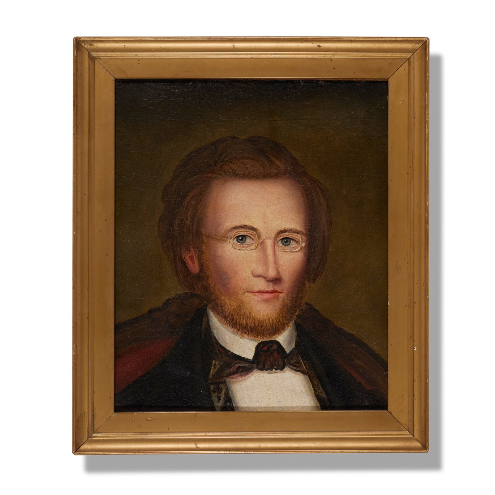 Attr. Daniel Huntington (New York, New Hampshire, 1816-1906): A self portrait of the artist in his younger years. ?Attributed to Daniel Huntington (New York, New Hampshire, 1816-1906). Oil on canvas. Framed. 16 1/2 x 13 1/2"(sight); 20 1/2