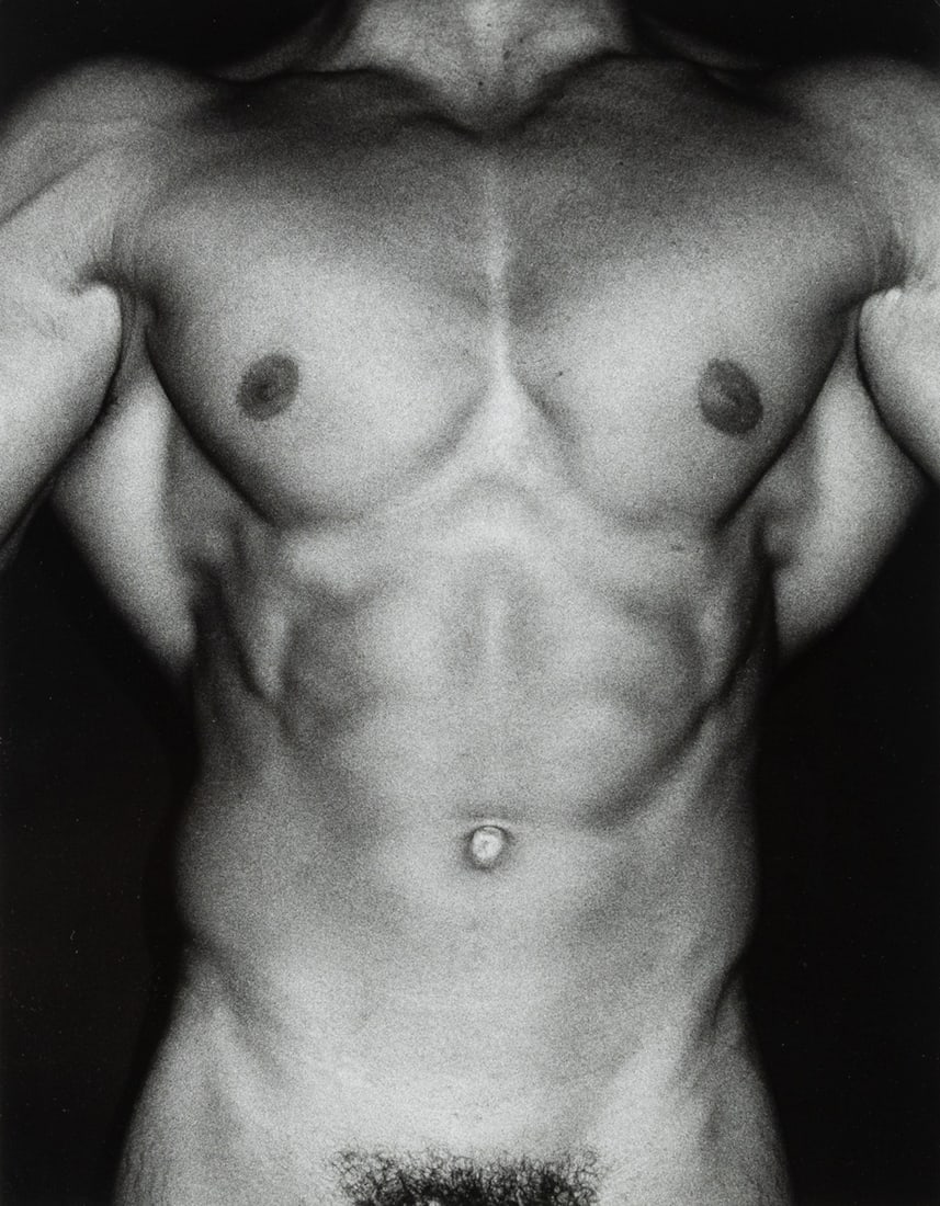 Geoffrey Holder (Trinidadian/American, 1930-2014): Male Torso, ca. 1980s. Gelatin silver print. Signed in graphite on the verso. Image: 14 x 11 in. (35.6 x 27.6 cm) Frame: 21 5/8 x 18 3/4 in. (55