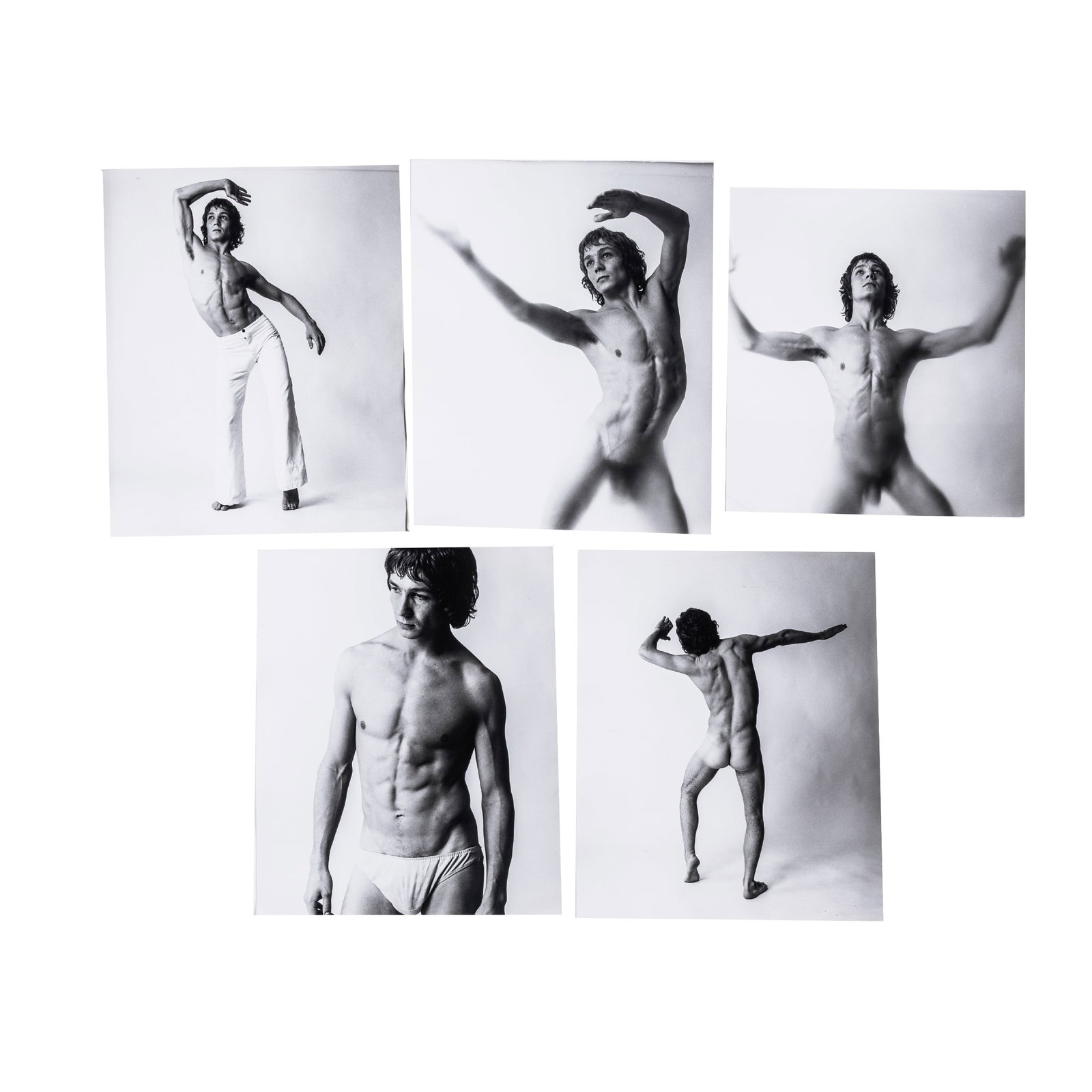 Colin Clarke (British, b. 1949): A Series of Five (5) Large Portraits of David Meyer, ca. 1970s. Gelatin silver print. Photographer's stamp on the verso of each and the model's name annotated on each in red ink. A serie