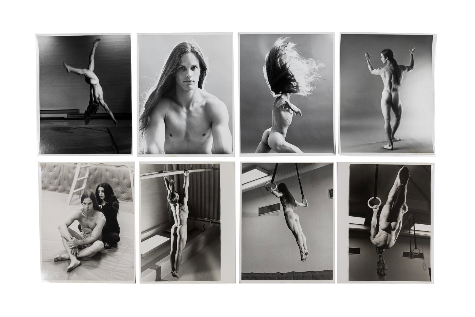 Kenn Duncan (American, 1928-1986): A Series of Eight (8) Large Portrait Photographs of Jason Roberts, 1974. Gelatin silver print. Photographer's stamp featured on the verso of each; Model name and publishing no