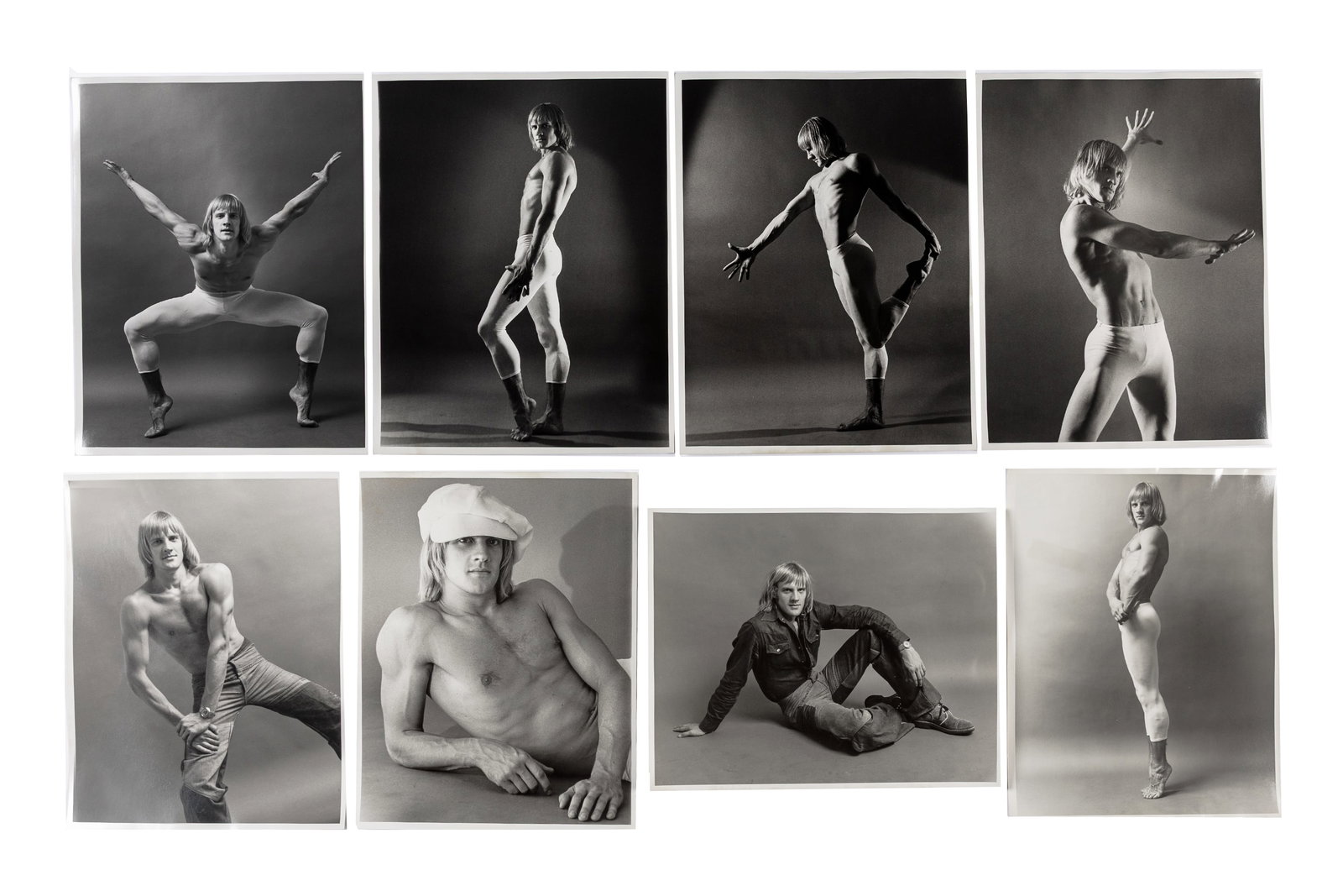 Kenn Duncan (American, 1928-1986): A Series of Eight (8) Large Portrait Photographs of Alexander Godunov, 1975. Gelatin silver print. Photographer's stamp featured on the verso of each; Model name notated on tw
