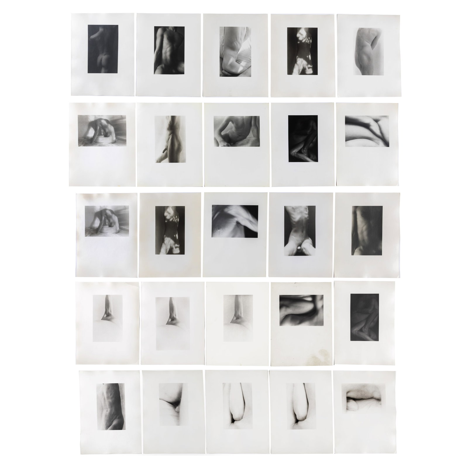 Edward Oleksak (American, 1940-2010): Series of Twenty-Five (25) Photographs of Richard Etts & Ronald Blakley, ca. 1970. Gelatin silver print. Twelve photographs feature the photographer's stamp on the verso; most accompanied by series nu