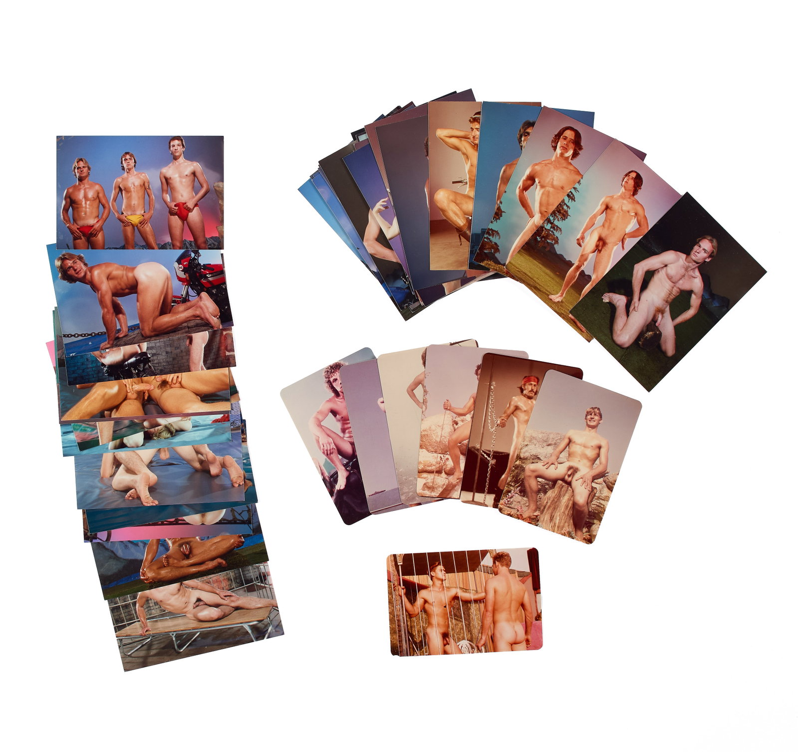 Robert Mizer (Athletic Model Guild) (American, 1922-1992): Collection of Fourty-Eight (48) Physique Photographs in Color by Bob Mizer, ca. 1970s. Cibachrome photograph. Fourty-eight (48) cibachrome photographs produced by Bob Mizer's Athlet