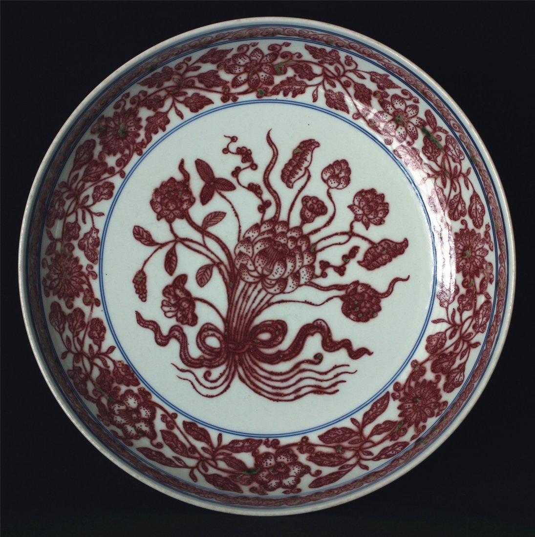 Underglaze red porcelain plate of Qing Dynasty (1 of 10)