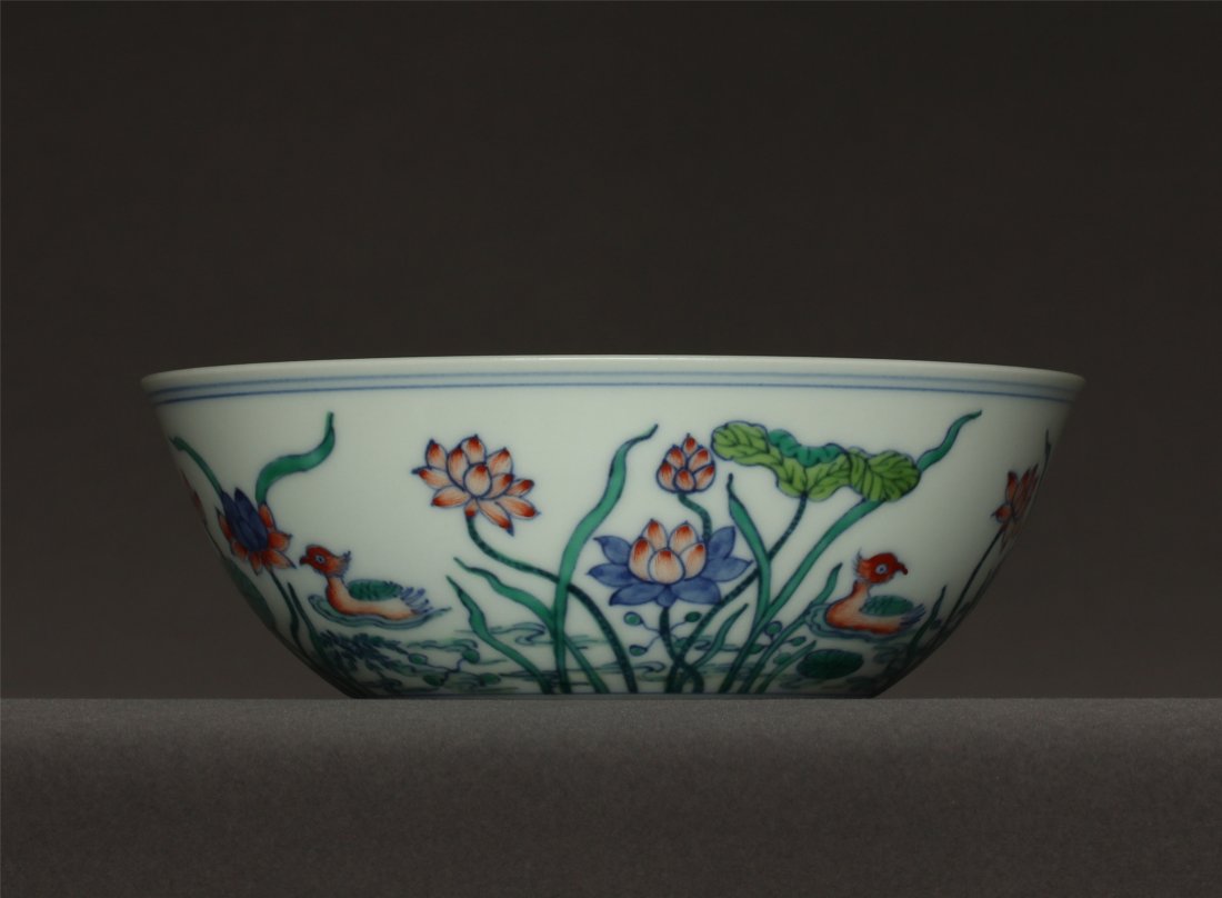Doucai porcelain bowl of Ming Dynasty ChengHua mark.: Doucai porcelain bowl of Ming Dynasty ChengHua mark. Measure(inch), Height: 1-7/8, Diameter: 5-1/2 .