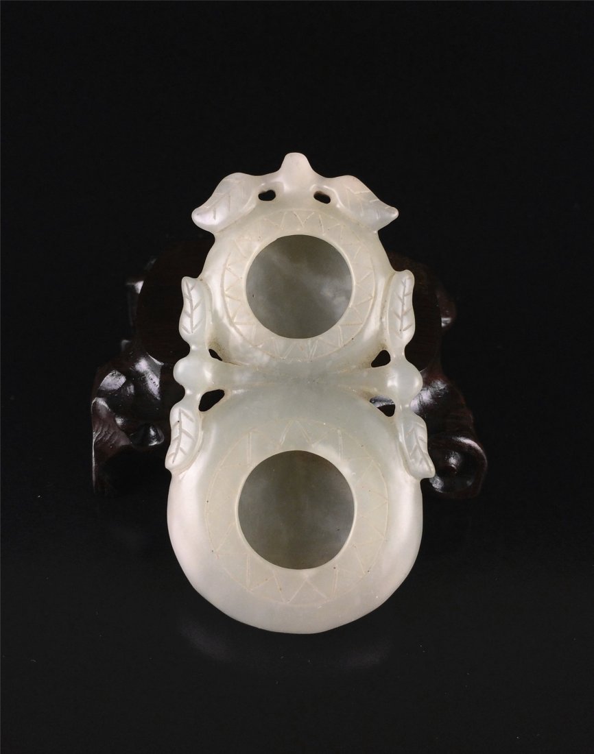 Chinese cyan white jade carved writing-brush washer, Me: Chinese cyan white jade carved writing-brush washer, Measure(mm): 81 x 44 x 18.