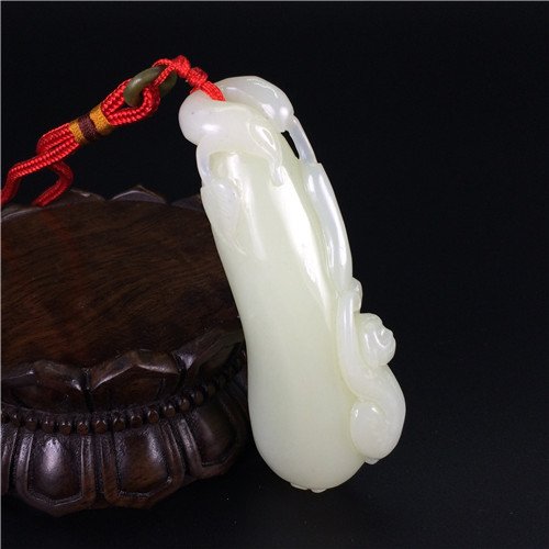 Chinese white jade carved Monkey and blessing melon (1 of 8)