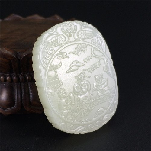 Chinese antique white jade carved Brand, (1 of 6)