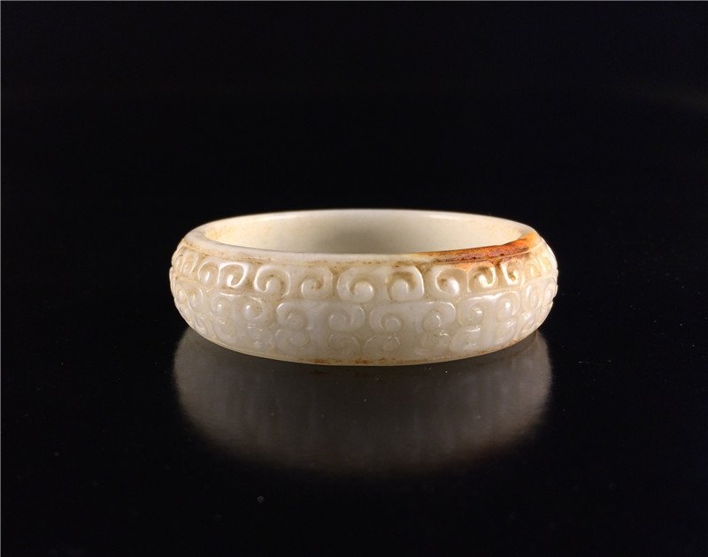 Chinese antique white jade carved bracelet . (1 of 5)