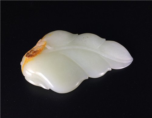 Chinese  white jade carved, bat and cicada lying on (1 of 6)