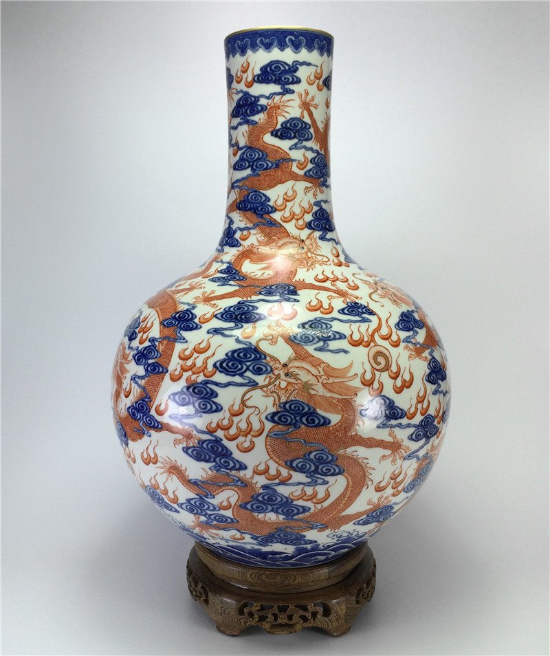 Qing Dynasty "QianLong"  Blue underglaze red  porcelain (1 of 6)