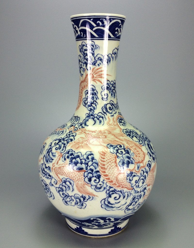 Qing Dynasty "KangXi"  Blue underglaze red  porcelain (1 of 8)