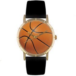 Basketball Lover Black Leather And Goldtone Photo Watch: Our Basketball Lover Watch features a basketball watch face and makes a unique gift for any Basketball enthusiast or basketball fan that loves the slam dunk, 3-pointer, and can't get enough hoops!Desi