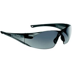 Rush Safety, Smoke Frame, Smoke Lens: Safety rush eyewear is made of polycarbonate material; Features 2.2mm high impact anti-fog, anti-scratch coated polycarbonate lens; High contour (10 base), single lens with 180-Degree distortion-free