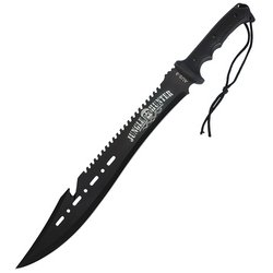 Jungle Hunter Machete, Black Handle/Blade, w/Nylon Shea: Don't brave the jungles without this brand new Jungle Hunter from Black Savage. Crafted of one solid piece of cold, rock-hard AUS-8 stainless steel, this full-tang beast measures in at a whopping 25 i