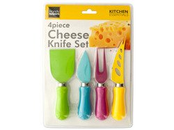 4-Piece Easy Grip Multi-Colored Cheese Knife Set ( Case: Colors: yellow, green, blue, silver, pinkMaterials: metal, plasticGreat for all types of cheese, this colorful 4-piece Cheese Knife Set features all the tools you need for properly serving a cheese pl