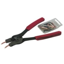 SNAP RING PLIERS CONVERTABLE INTERNAL/EXTERNAL: Manufacturer:LisleFeatures and Benefits: Ten tip sets in a handy plastic pouch are included to fit a wide range of snap ring sizes Tips are easily interchanged by turning a set screw Wrench included i