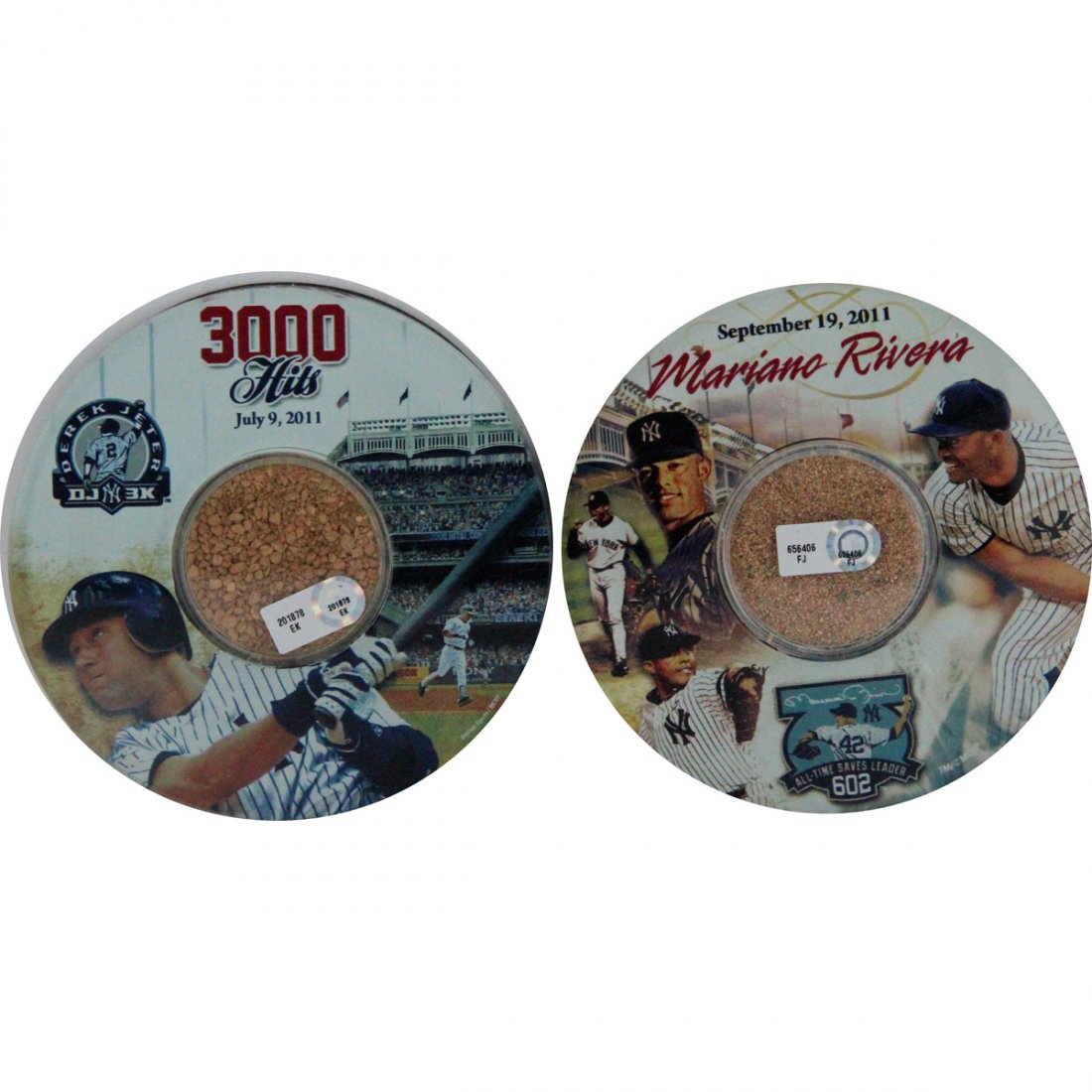 Derek Jeter and Mariano Rivera 2011 Moments 2 Glass Coa: Derek Jeter and Mariano Rivera 2011 Moments 2 Glass Coaster Set w/ Authentic Dirt
