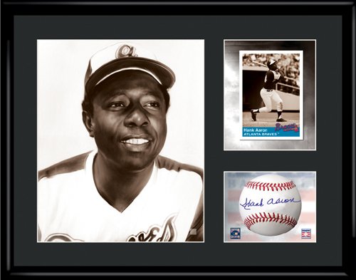 Hank Aaron Lithograph: This framed 11x14 limited edition lithograph features Hank Aaron. Edition SIze - 5,000. Comes with a certificate of authenticity. Facsimile Signature. Hank Aaron an American baseball player whose Majo