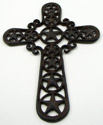 Cast Iron Cross: Cast iron cross measures 8.35"W x 12"H x .25"D.