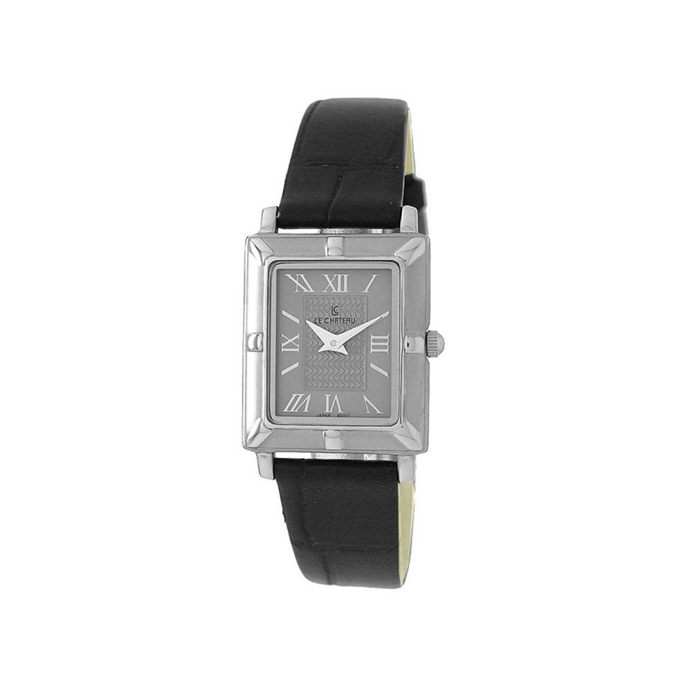 This Elegant Le Chateau Watch from the "Darveri Roman" : this elegant le chateau watch from the "darveri roman" collection features an all stainless steel case, a genuine leather band, a japanese movement made by seiko, and a textured dial beautifully accen