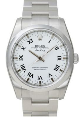 Rolex Air King Men's Watch: Rolex Air King Men's Watch Stainless steel case - 34mm case dimension - White roman numeral dial - Stainless steel oyster bracelet - 31 Jewels Automatic Self Winding movement - 100% Authentic Usually