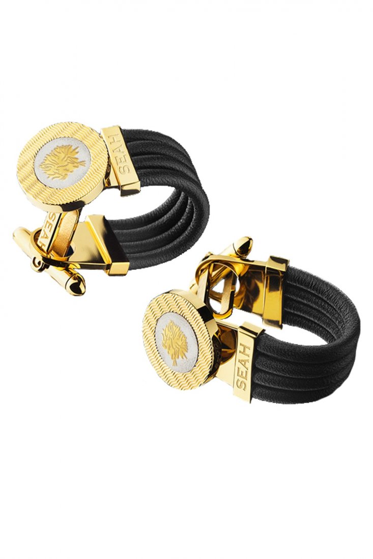 SEAH Stainless Steel Cufflinks - Yellow Gold Leo: seah stainless steel cufflinks - yellow gold leo