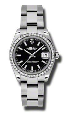 Rolex Datejust Lady Women's Watch: Rolex Datejust Lady Women's Watch Stainless steel case - 31mm case dimension - Black stick dial - Stainless steel oyster bracelet - Automatic Self Winding movement - 100% Authentic Usually ships in 1