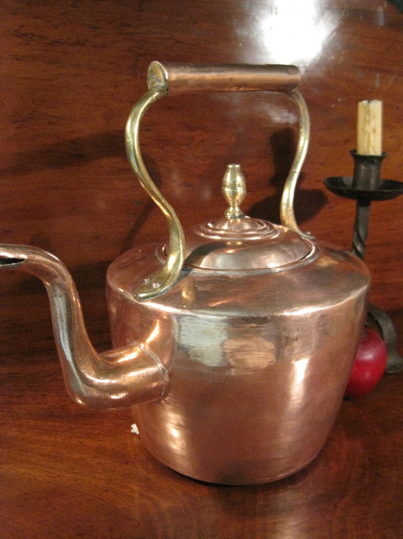 Copper Tea Kettle Acorn Finial 1800s Copper orange kettle | Kettle, Double