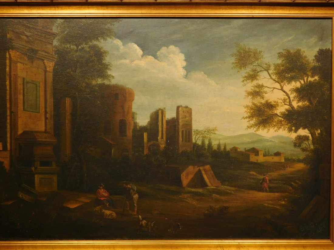 Landscape With Ruins, 17th Century Italian oil painting (1 of 10)