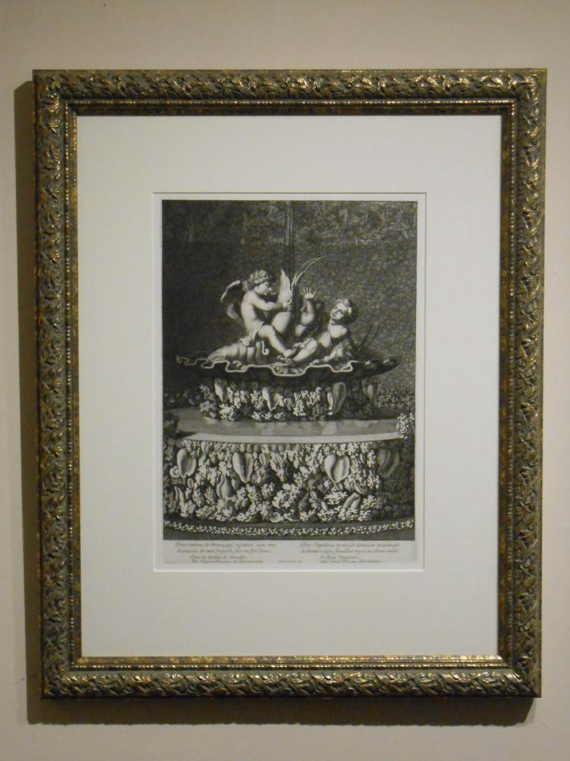 Versailles Fountain Engraving 1676 Lepautre: This is a crisp re-strike of a 1676 line engraving by Jean Lepautre in the collection of the Louvre Museum in Paris. Printed on heavy rag paper, it is part of an edition of six engravings re-published