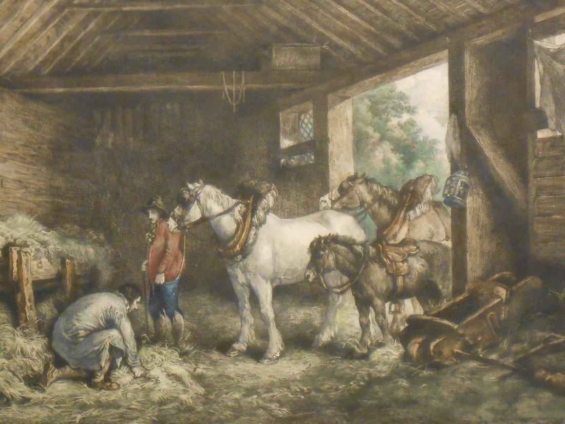 Antique French Etching With Horses In Stable (1 of 7)