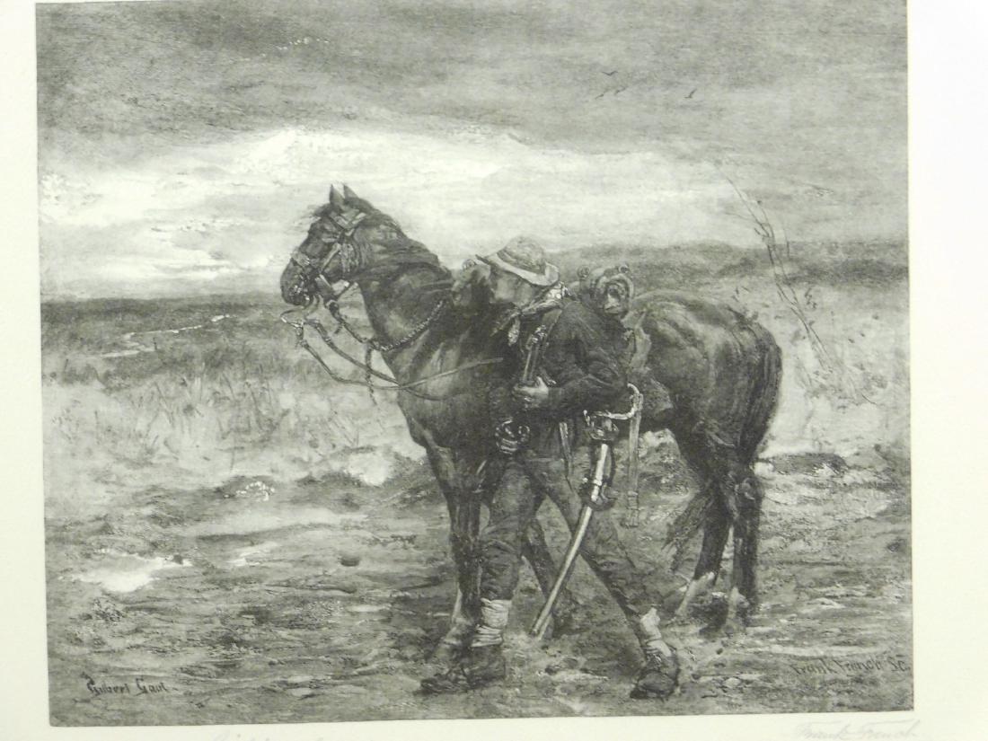 Gilbert Gaul & Frank French: In The Enemy's Country,: Gilbert William Gaul (1855-1919): In The Enemy's Country, engraved by Frank Pierce French (1850-1933), 1887. Signed by both artists. Dated on the mat, titled on a label attached to the back of the fra