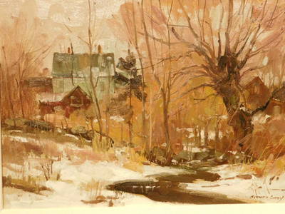 Bernard Corey:  Melting Snow, oil painting