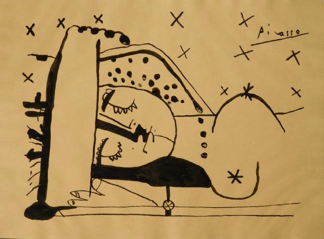 Pablo Picasso: Reclining Woman, Ink drawing on paper (1 of 10)