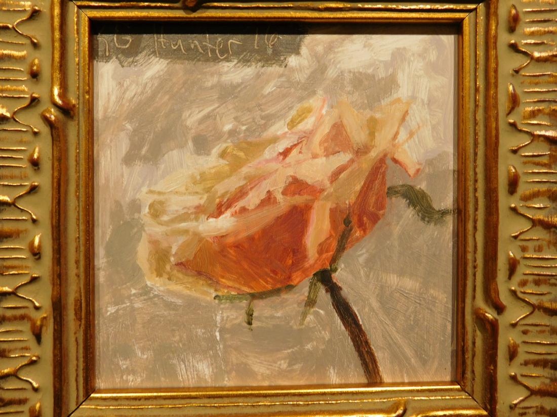K.G. Hunter: Rose: K.G. Hunter: Rose, oil on panel, signed and framed Size: 8x8 in. frame, 4x4 in. image