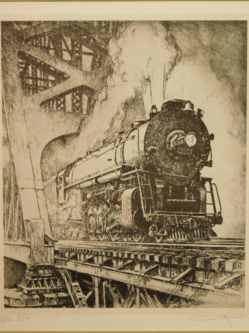 Otto August Kuhler: Train Engine Exiting a Bridge, (1 of 7)