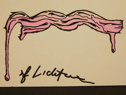 Roy Lichtenstein: Brush Stroke: Roy Lichtenstein (1923-1997) (Attributed): Brush Stroke, signed, ink and dye on smooth card-weight paper, unframed. Provenance: Private collection, New York Dimensions: 3.6x6.4 inches.