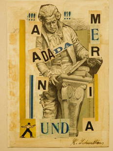 Kurt Schwitters: Collage: Kurt Schwitters (1887-1948)(Attributed): Collage signed K. Schwitters in ink. Provenance: Private collection Dimensions: approx. 6 3/4" X 9 3/4"