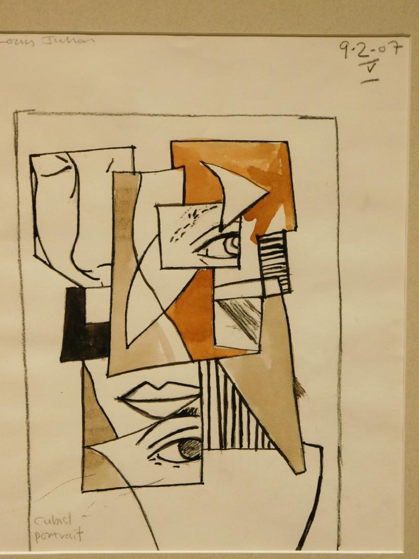 Louis Julien: Cubist Portrait: Louis Julien: Cubist Portrait, watercolor and pencil on paper, signed and dated 9/2/07, numbered 5, framed Size: 15x13 in. frame