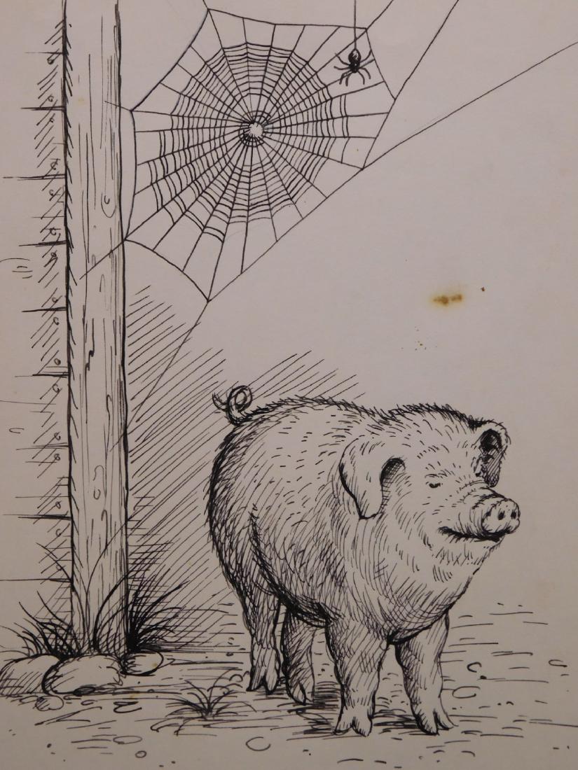 Garth Montgomery Williams:Charlotte's Web: Garth Montgomery Williams (1912-1996): Charlotte's web,ink on paper,signed lower: " Garth Williams ". Blue pencil lines delineate the cropping edges. Unframed. Dimensions: 8.5x10 inches Provenance: Pr