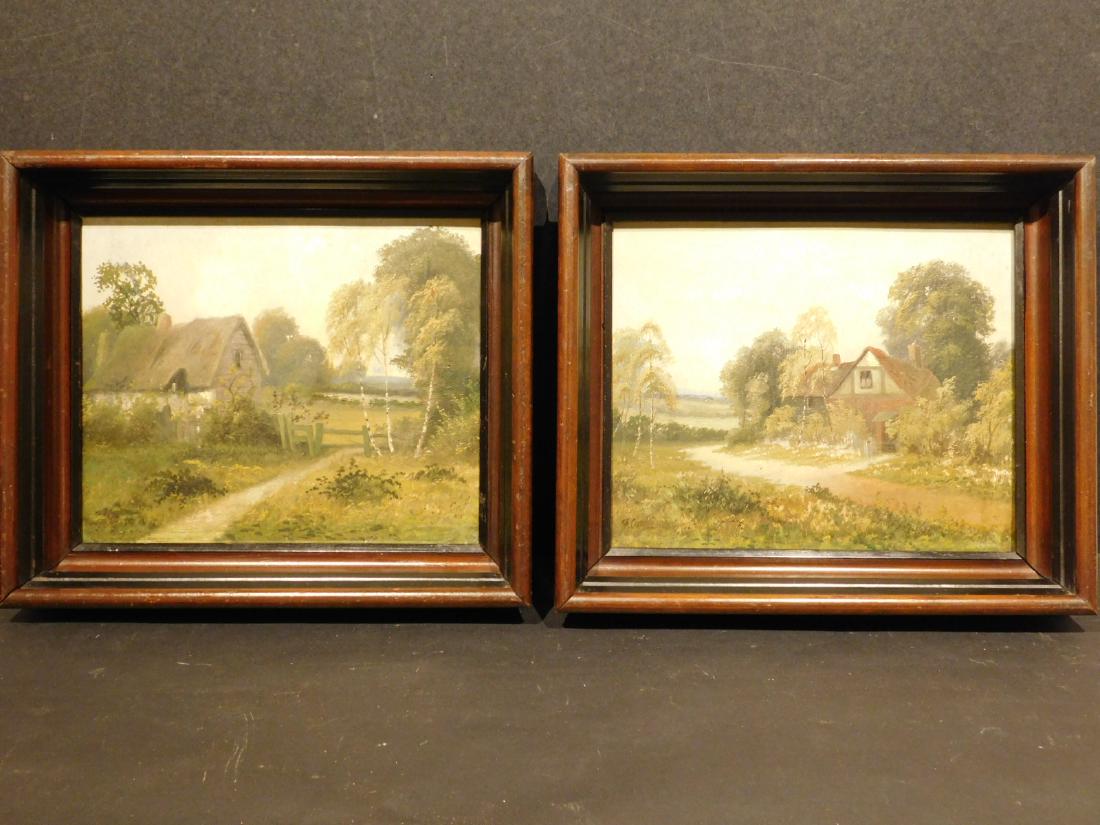 F. Challes: Pair of c.1900 Oil Painting Landscapes (1 of 7)