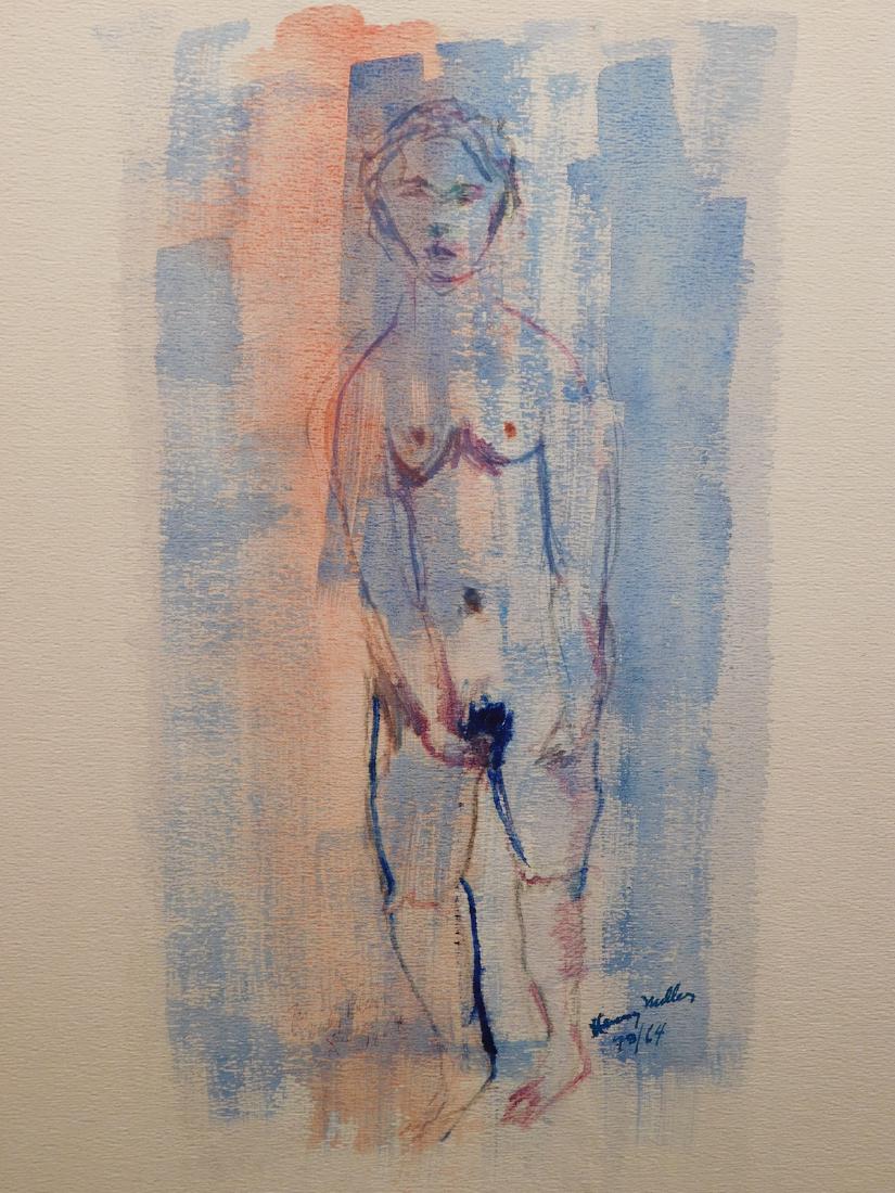 Henry Miller: Female Nude: Henry Miller (American 1891-1980)Attributed: Female Nude Watercolor on paper board signed lower right dated '64 unframed. *Gift to Hollywood actor Nicky Blair as inscribed by Miller (in faded ink loca