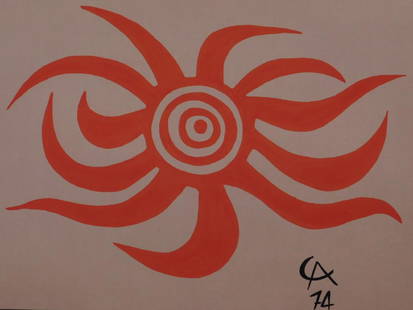 Alexander Calder: Sunburst: Alexander Calder (American, 1898-1976)Attributed: Sunburst. Original lithograph from the Flying Colors Portfolio, signed and dated in the plate (74), unframed. Dimensions: 11.5 x 16" Private collectio